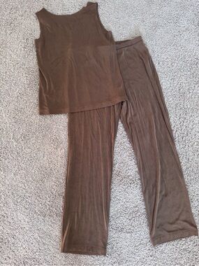 Travelers by Chico's -  2-Piece Set, Brown Slinky Knit Tank & Pull-On Pants